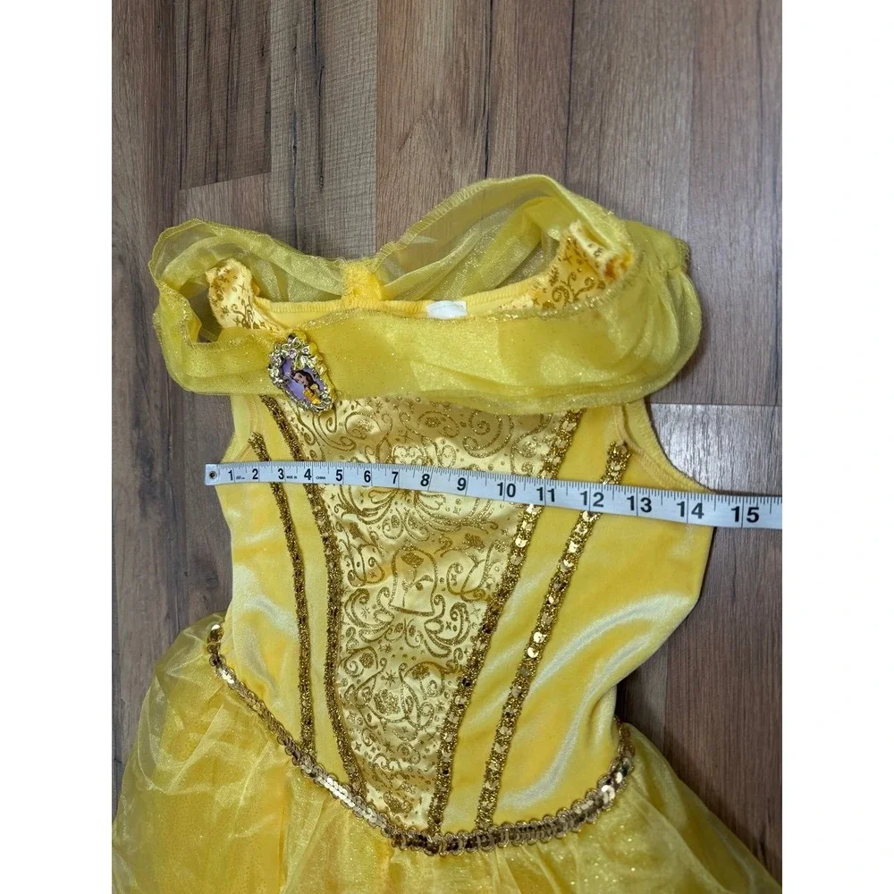 Disney Princess Belle Costume Dress Girls Size M 8-10 Yellow Beauty and the Beas